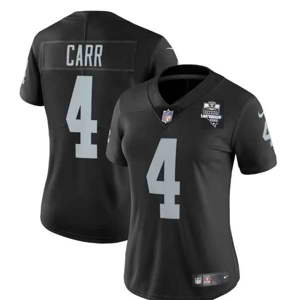 Women's Las Vegas Raiders #4 Derek Carr Black 2020 Inaugural Season Vapor Untouchable Limited Stitched Jersey(Run Small)