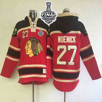 Blackhawks #27 Jeremy Roenick Red Sawyer Hooded Sweatshirt 2015 Stanley Cup Stitched NHL Jersey