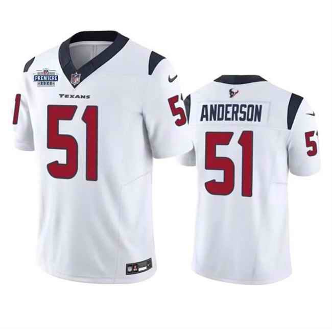 Men's Houston Texans #51 Will Anderson Jr. White 2023 F.U.S.E. With Prem1ere Patch Vapor Untouchable Limited Stitched Football Jersey