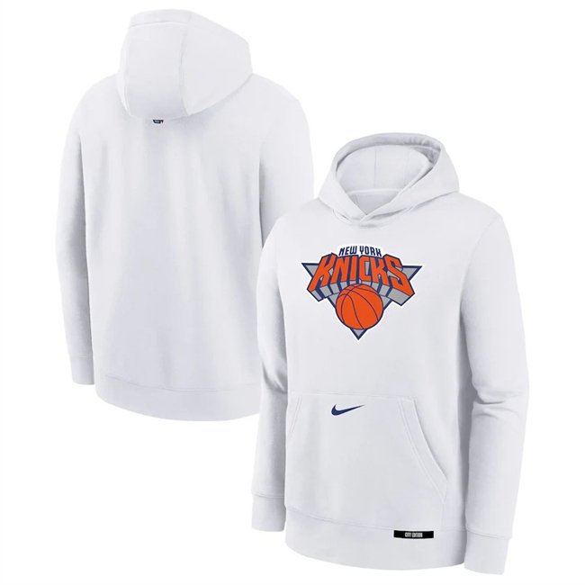 Men's New York Knicks White 2024/25 City Edition Fleece Club Pullover Hoodie