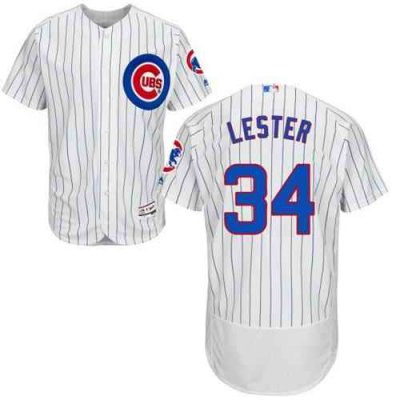 Cubs #34 Jon Lester White(Blue Strip) Flexbase Authentic Collection Stitched MLB Jersey