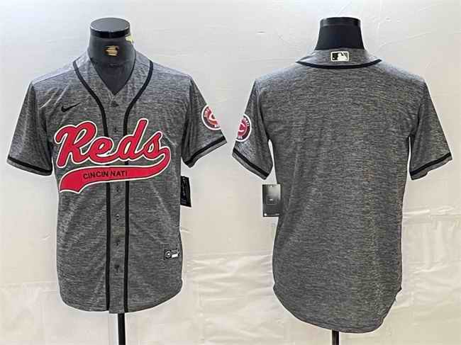 Men's Cincinnati Reds Blank Grey Cool Base Stitched Baseball Jersey