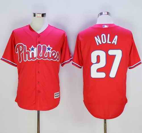 Phillies #27 Aaron Nola Red New Cool Base Stitched MLB Jersey