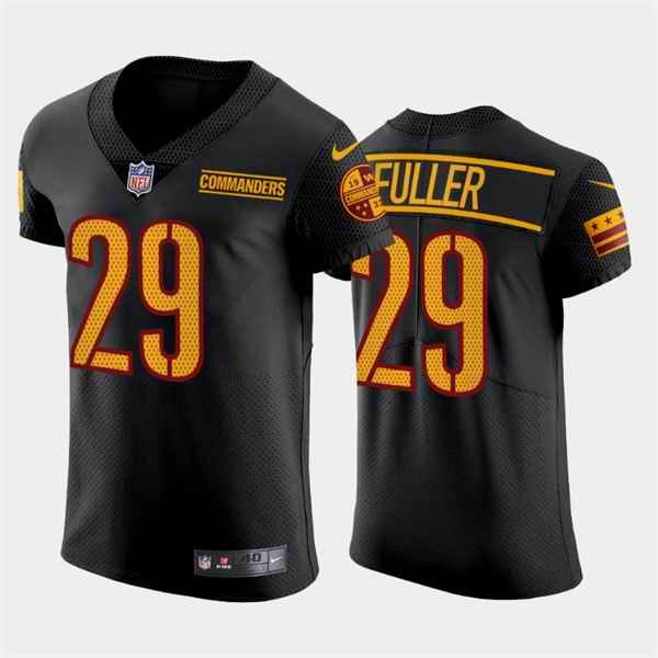 Men's Washington Commanders #29 Kendall Fuller Black Elite Stitched Jersey