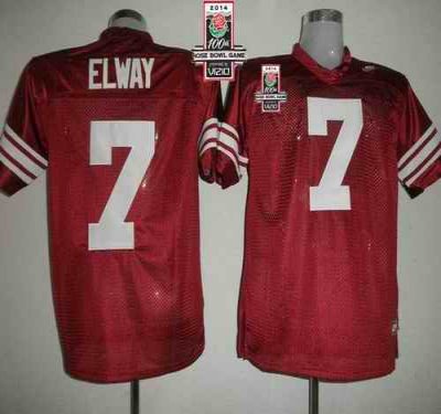 Cardinal #7 John Elway Red 2014 Rose Bowl Patch Stitched NCAA Jersey