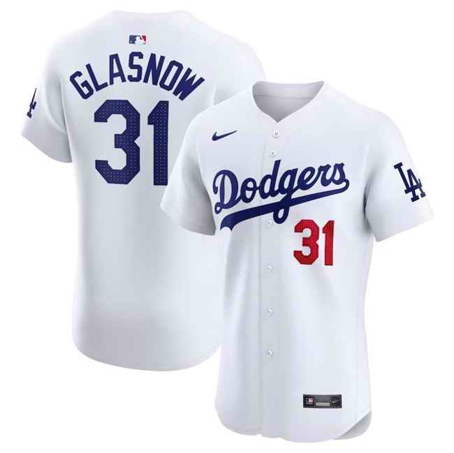 Men's Los Angeles Dodgers #31 Tyler Glasnow White 2024 Home Elite Stitched Jersey