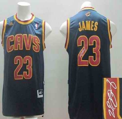 Revolution 30 Autographed Cavaliers #23 LeBron James Navy Blue CavFanatic Stitched NBA Jersey