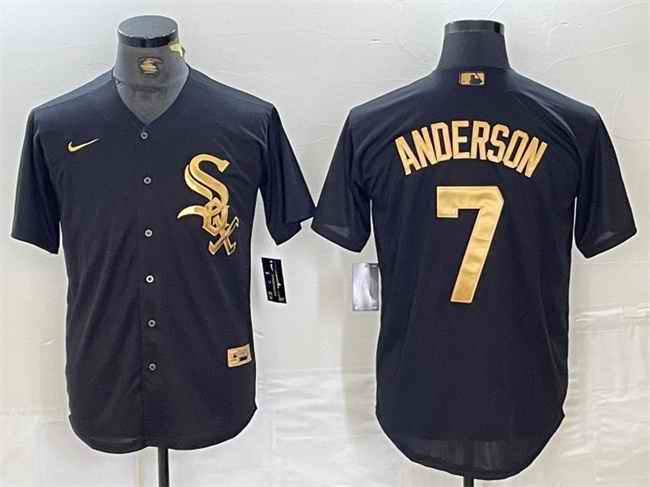 Men's Chicago White Sox #7 Tim Anderson Black Cool Base Stitched Jersey