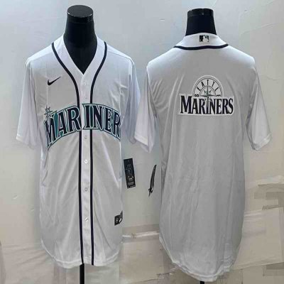 Men's Seattle Mariners White Team Big Logo Cool Base Stitched jersey