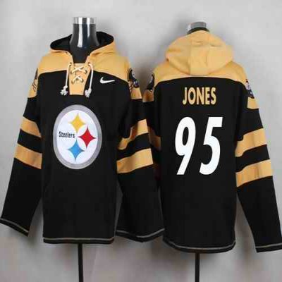 Nike Steelers #95 Jarvis Jones Black Player Pullover NFL Hoodie