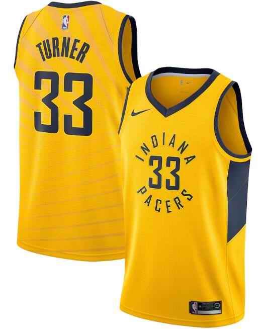 Men's Indiana Pacers #33 Myles Turner Yellow Statement Edition Swingman Stitched Jersey