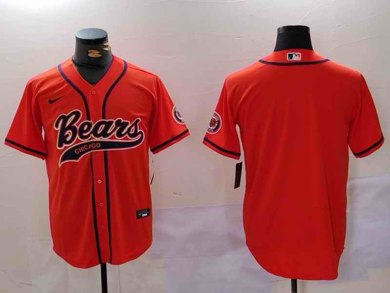 Men's Chicago Bears Blank Orange Cool Base Stitched Baseball Jersey