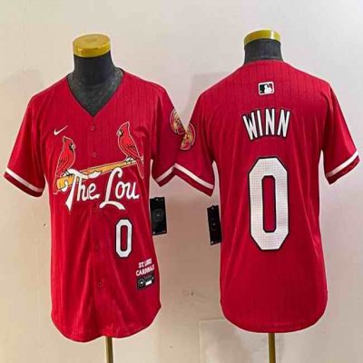 Youth St. Louis Cardinals #0 Masyn Winn Red 2024 City Connect Limited Stitched Baseball Jersey