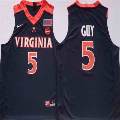 Men's Virginia Cavaliers #5 Kyle Joseph Guy Navy Stitched Jersey