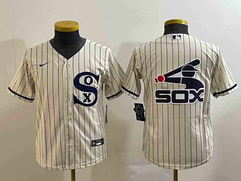 Youth Chicago White Sox Cream Team Big Logo Stitched Jersey 03