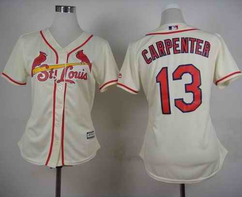 Cardinals #13 Matt Carpenter Cream Alternate Women's Stitched MLB Jersey