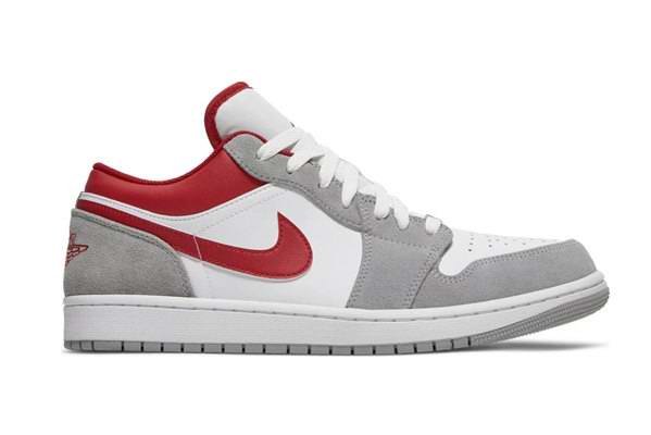 Men's Running Weapon Air Jordan 1 Low Grey Red Shoes 0349