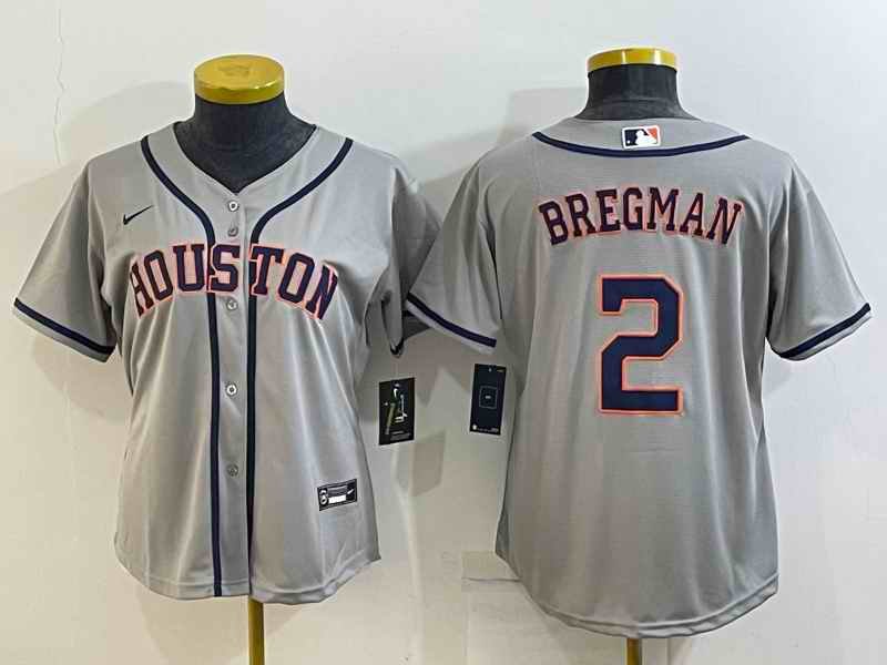 Youth Houston Astros #2 Alex Bregman Gray Cool Base Stitched Jersey