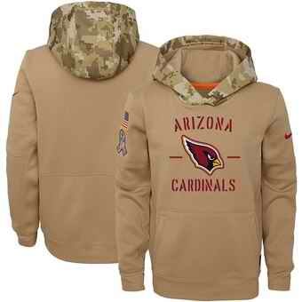 Youth Arizona Cardinals Khaki 2019 Salute to Service Therma Pullover Hoodie