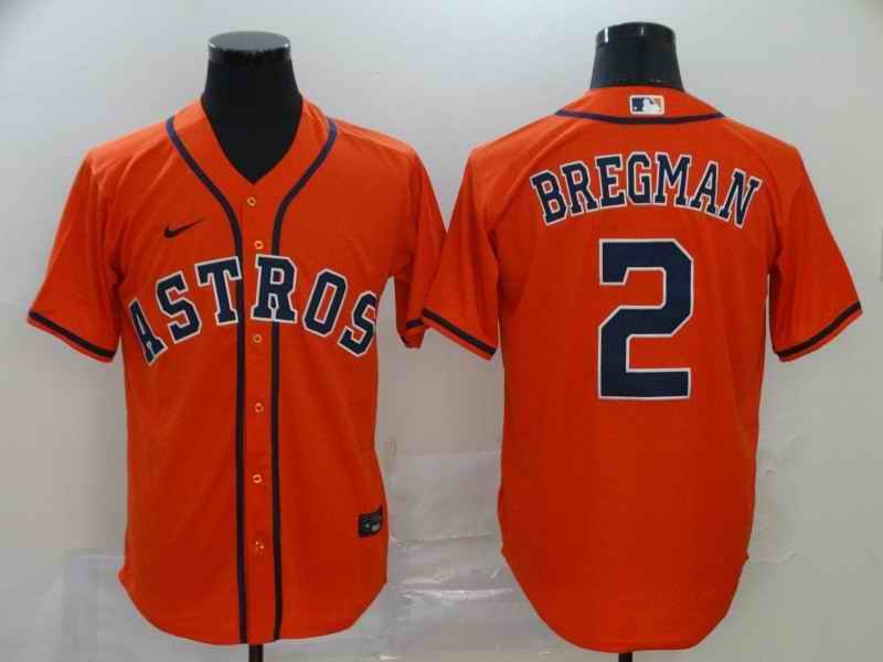 Men's Houston Astros #2 Alex Bregman Orange Cool Base Stitched MLB Jersey