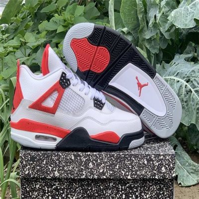 Men's Running weapon Air Jordan 4 White Red Shoes 0130