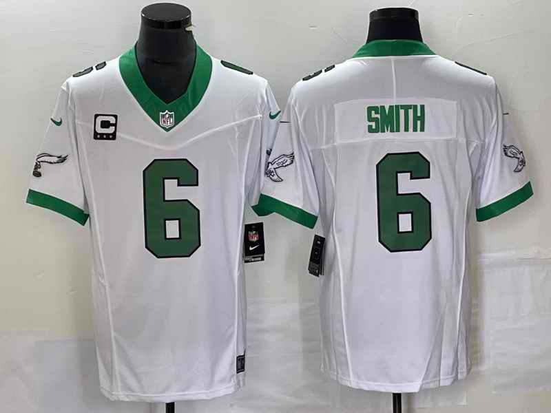 Men's Philadelphia Eagles #6 DeVonta Smith White 2023 F.U.S.E. With 3-star C Patch Vapor Untouchable Stitched Football Jersey