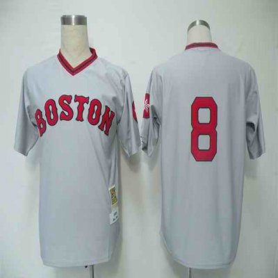 Mitchell and Ness Red Sox #8 Carl Yastrzemski Grey Stitched Throwback MLB Jersey