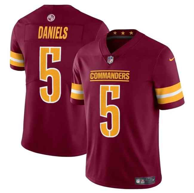 Youth Washington Commanders #5 Jayden Daniels Burgundy 2024 Draft Vapor Limited Stitched Football Jersey