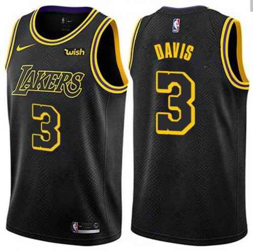 Men's Los Angeles Lakers #3 Anthony Davis Black Stitched NBA Jersey