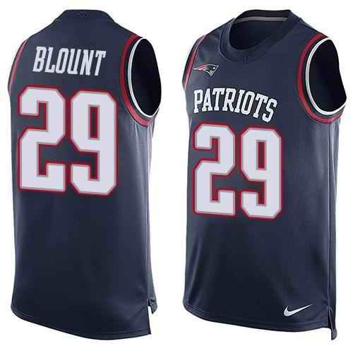 Nike Patriots #29 LeGarrette Blount Navy Blue Team Color Men's Stitched NFL Limited Tank Top Jersey