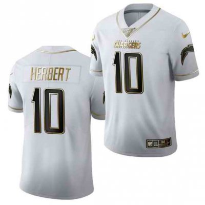 Men's Los Angeles Chargers #10 Justin Herbert Golden/White Limited Stitched Football Jersey