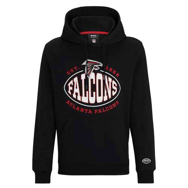 Men's Atlanta Falcons Black BOSS X Touchback Pullover Hoodie