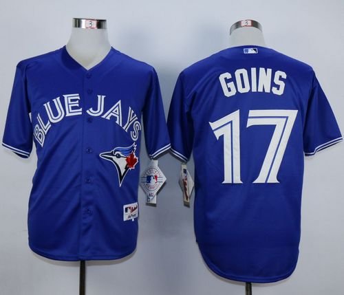 Blue Jays #17 Ryan Goins Blue Cool Base Stitched MLB Jersey