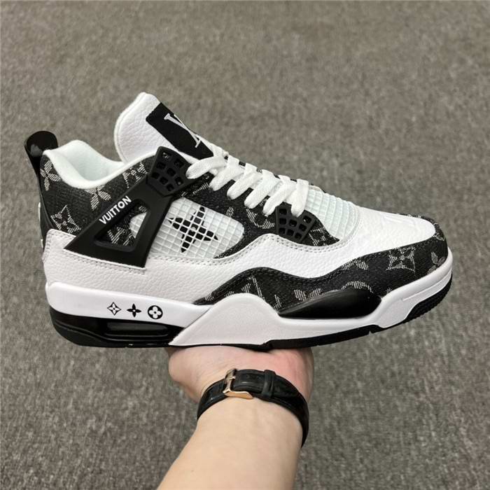 Women's Running weapon Air Jordan 4  White/Black Shoes 067