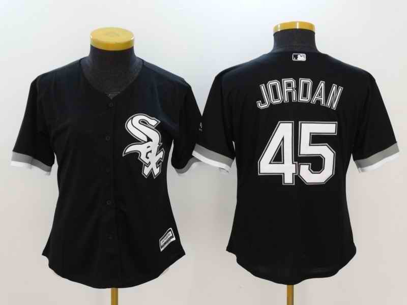 Women's Chicago White Sox #45 Michael Jordan Black Stitched Jersey(Run Small)