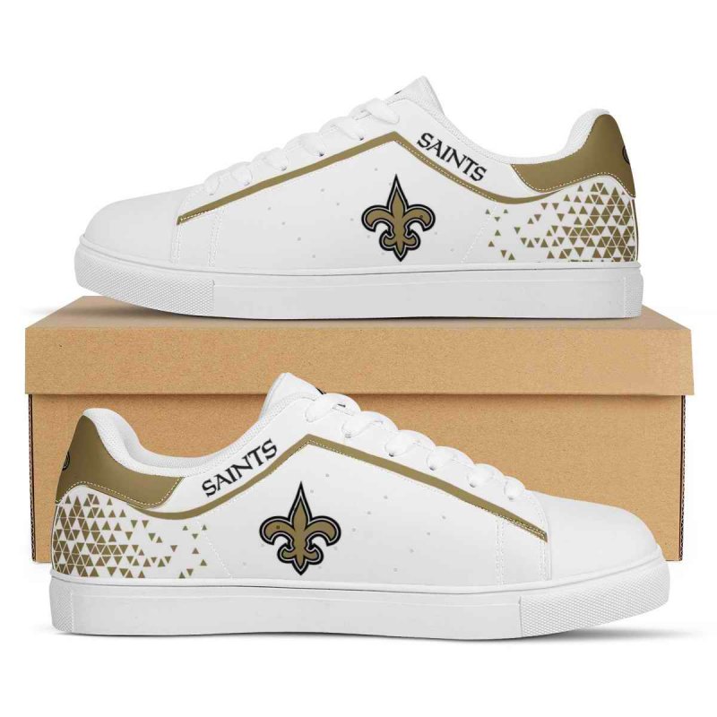 Women's New Orleans Saints Low Top Leather Sneakers 003