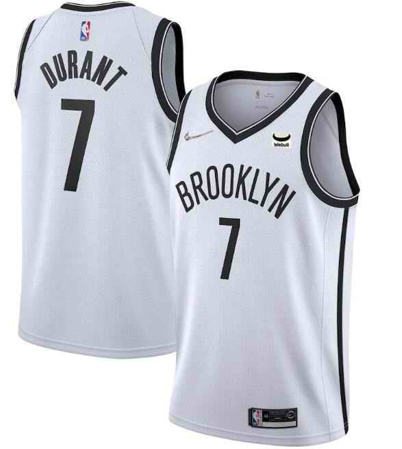 Men's Brooklyn Nets #7 Kevin Durant White Stitched Jersey