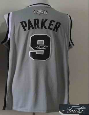 Revolution 30 Autographed Spurs #9 Tony Parker Grey Stitched NBA Jersey