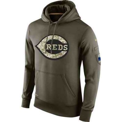 Men's Cincinnati Reds Nike Olive Salute To Service KO Performance Hoodie