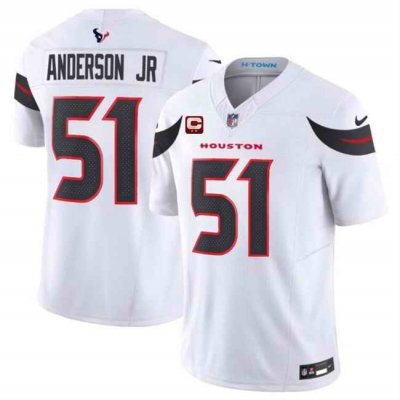 Men's Houston Texans #51 Will Anderson Jr White 2024 Vapor F.U.S.E. With 2-star C Patch Limited Stitched Jersey