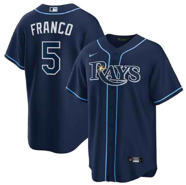 Men's Tampa Bay Rays #5 Wander Franco Navy Cool Base Stitched Baseball Jersey