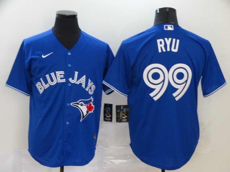 Men's Toronto Blue Jays #99 Hyun-jin Ryu Majestic Blue Cool Base Stitched MLB Jersey