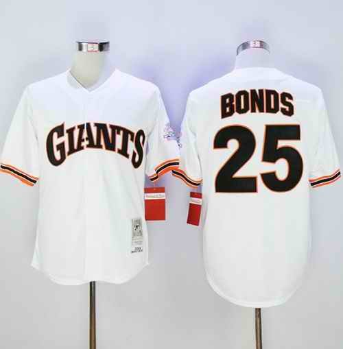 Mitchell And Ness 1989 Giants #25 Barry Bonds White Throwback Stitched MLB Jersey