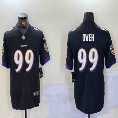 Men's Baltimore Ravens #99 Jayson Oweh Black Vapor Limited Football Jersey