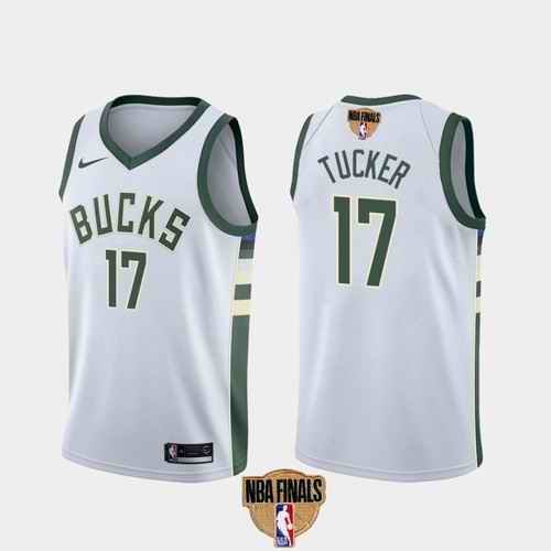 Men's Milwaukee Bucks #17  P.J. Tucker 2021 NBA Finals White Association Edition Stitched Jersey