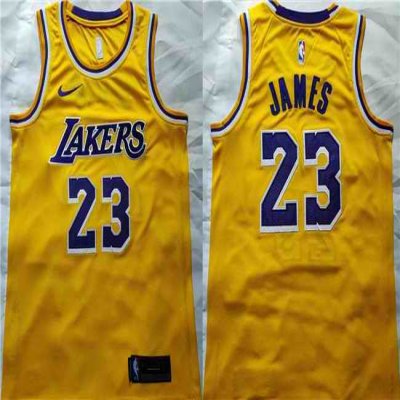 Men's Los Angeles Lakers #23 LeBron James Yellow Stitched Basketball Jersey