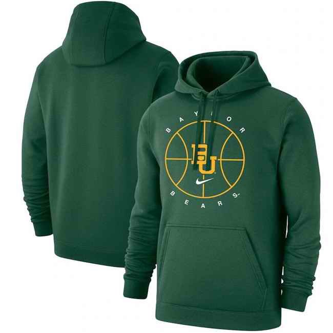 Men's Baylor Bears Green Basketball Icon Club Fleece Pullover Hoodie