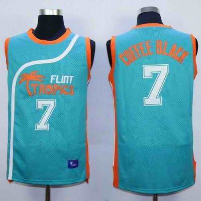 Flint Tropics #7 Coffee Black Blue Semi-Pro Movie Stitched Basketball Jersey