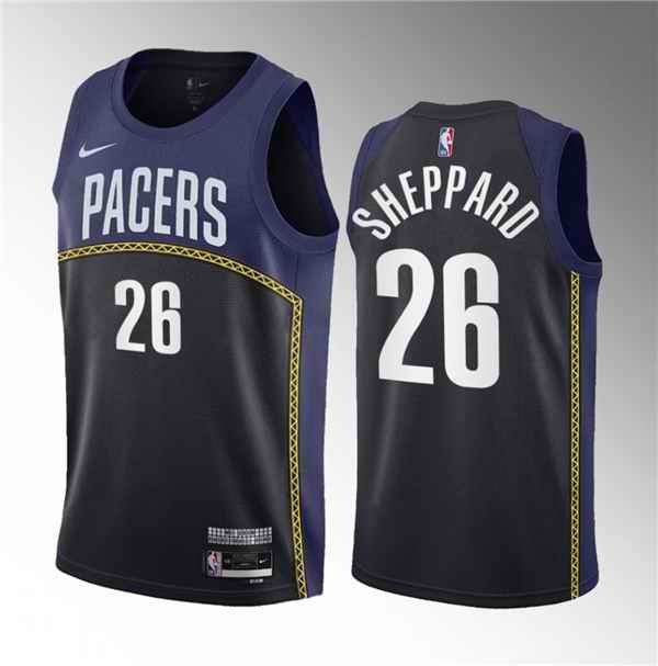 Men's Indiana Pacers #26 Ben Sheppard Blue 2023 Draft City Edition Stitched Basketball Jersey