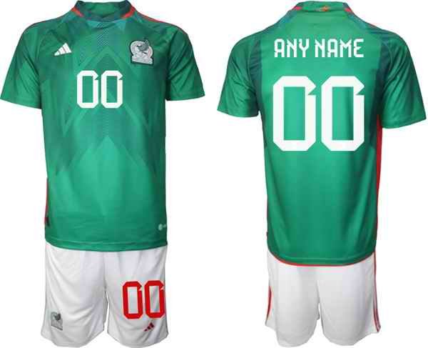 Men's Mexico Custom Green Home Soccer Jersey Suit